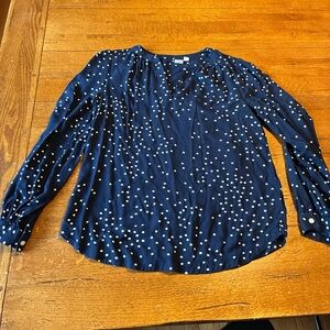 GAP Dark Blue Blouse with White Dots